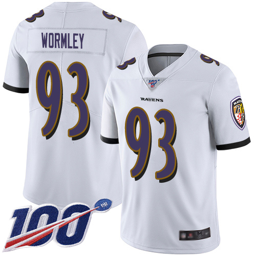 Baltimore Ravens Limited White Men Chris Wormley Road Jersey NFL Football 93 100th Season Vapor Untouchable